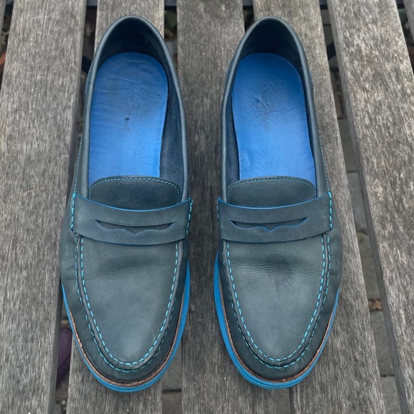Cole Hahn Blue Grey Comfy Leather Loafers - Picture 1 of 8